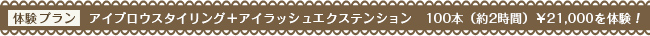表参道店で「アイブロウスタイリング+アイラッシュエクステンション 100本 (約2時間) ¥21,000」を体験