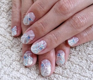 シルバーラメグラデ 線を描いたアート 9790 Nail Salon Reir ネイルサロンレイール 静岡県 藤枝 のネイル デザインカタログ ビューティーパーク