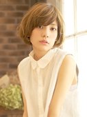 斜めバングで大人カワイイ！ルーズなナチュラルショートボブ☆|BEKKU hair salon