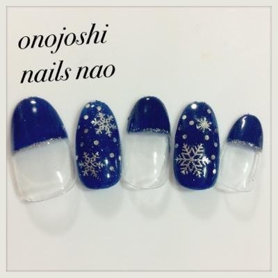 雪の結晶ブルーフレンチ|nails nao