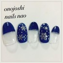 雪の結晶ブルーフレンチ|nails nao