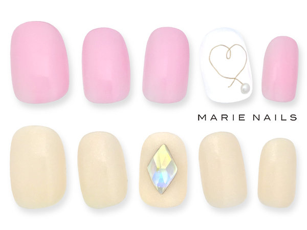 １カラー２本ストーンアート￥3980|MARIE NAILS 神戸 三宮店