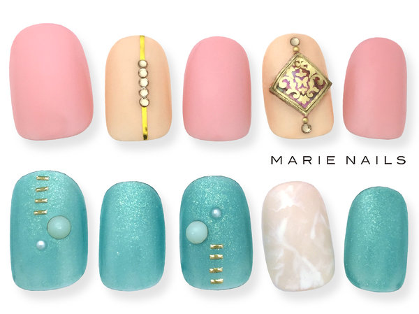 定額¥5980オフ込＆ストーンのせ放題5本アート1|MARIE NAILS 梅田店