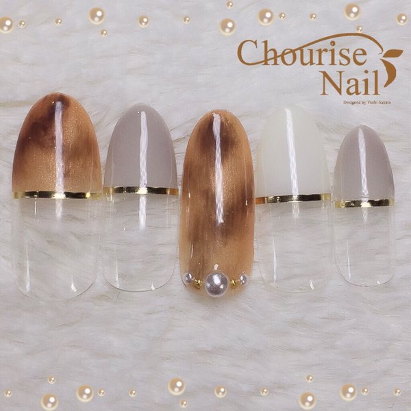 【9月のおすすめ】べっ甲×グレージュ|Chourise Nail*