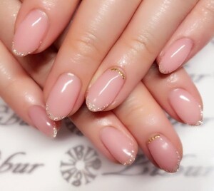 ワンカラー ラメフレンチ メタルパーツ Nailsalon Libur ネイルサロン リブール ネイルサロンリブール 神奈川県 港北ニュータウン のネイルデザインカタログ ビューティーパーク