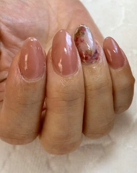 水彩ネイル ヌーディーカラー 291 Nailsalon Bonheur ネイルサロンボヌール 埼玉県 三郷 のネイル デザインカタログ ビューティーパーク