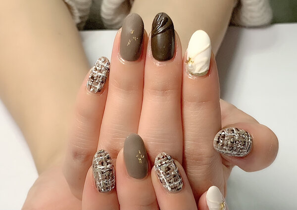 チョコレート ツイードネイル Nail Salon Luan ネイルサロンルアン 長崎県 長崎 のネイル デザインカタログ ビューティーパーク