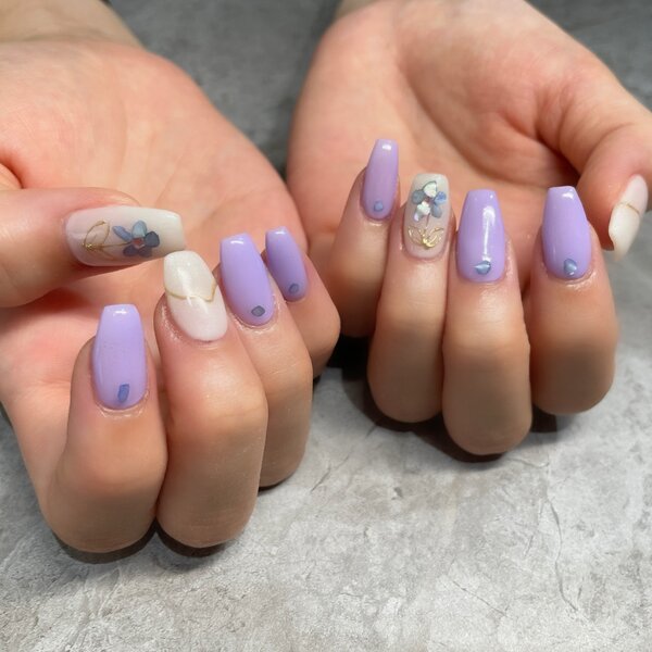 ハンド定額デザイン「紫」|Nail Salon Linda