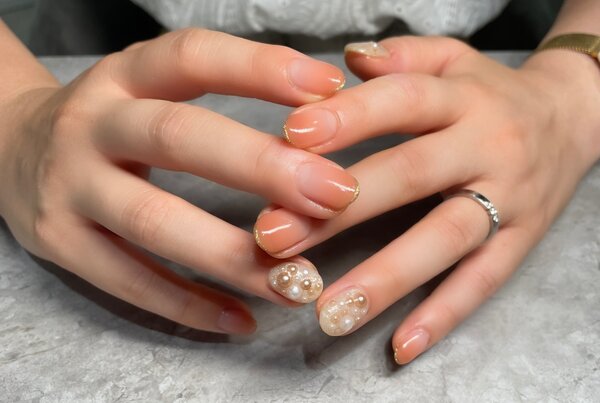 ハンド ていあg苦デザイン「オレンジグラデーション」|Nail Salon Linda