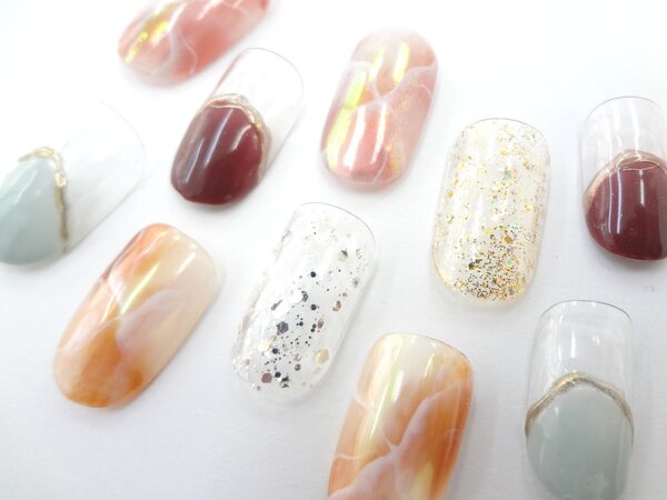 オーロラ大理石風アートネイル|NAIL SALON QUILL 宇都宮店