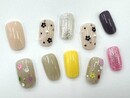 お花ホロ×ストーンonワンカラー|NAIL SALON QUILL 小山店