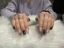 ハンド 定額デザイン「ネイビーとシルバーはやっぱり相性ばっちり！」|Nail Salon Linda